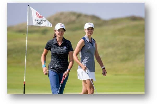 2 women on a golf course